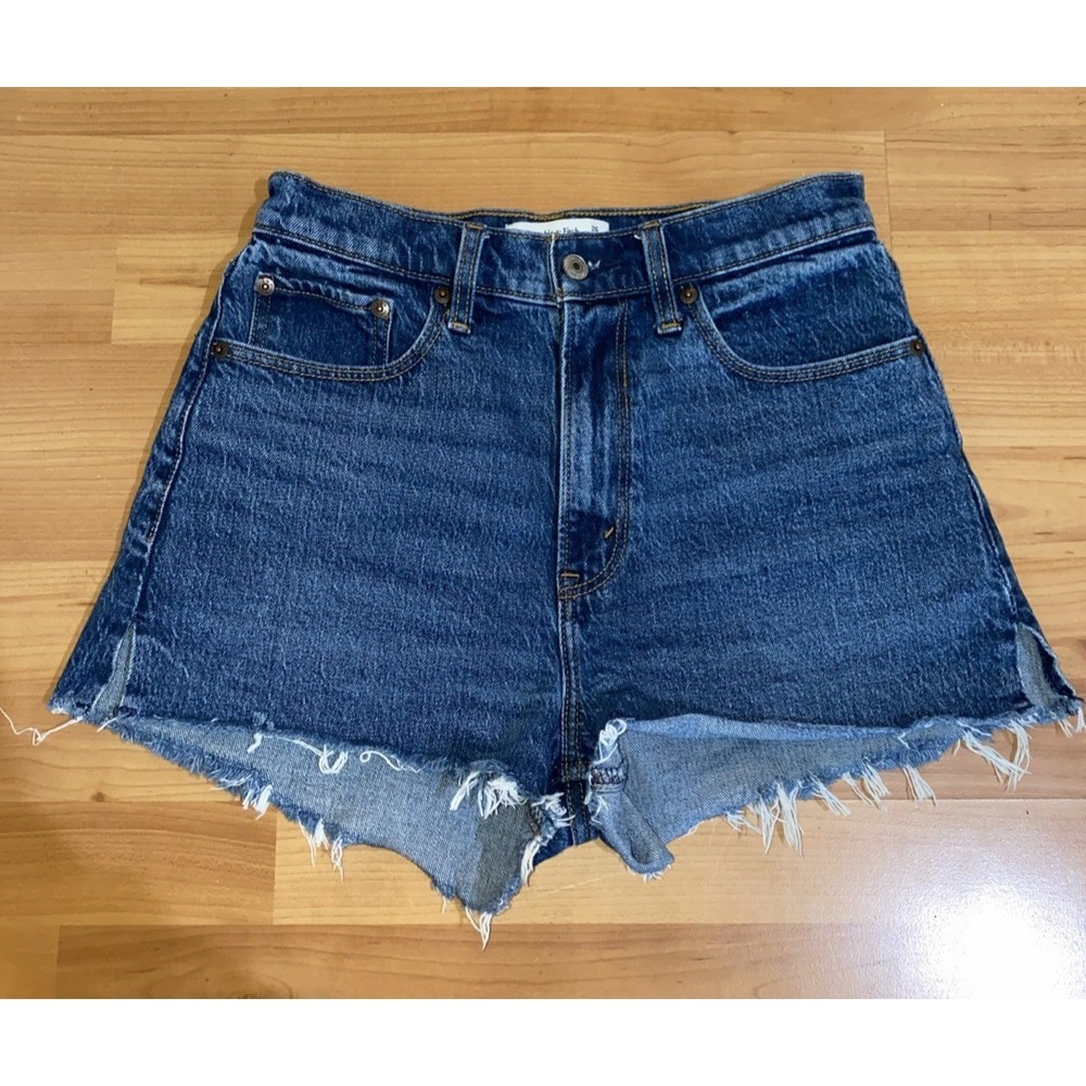 Abercrombie And Fitch Curve Love The Mom Shorts Womens 26/2 Blue Denim High Rise